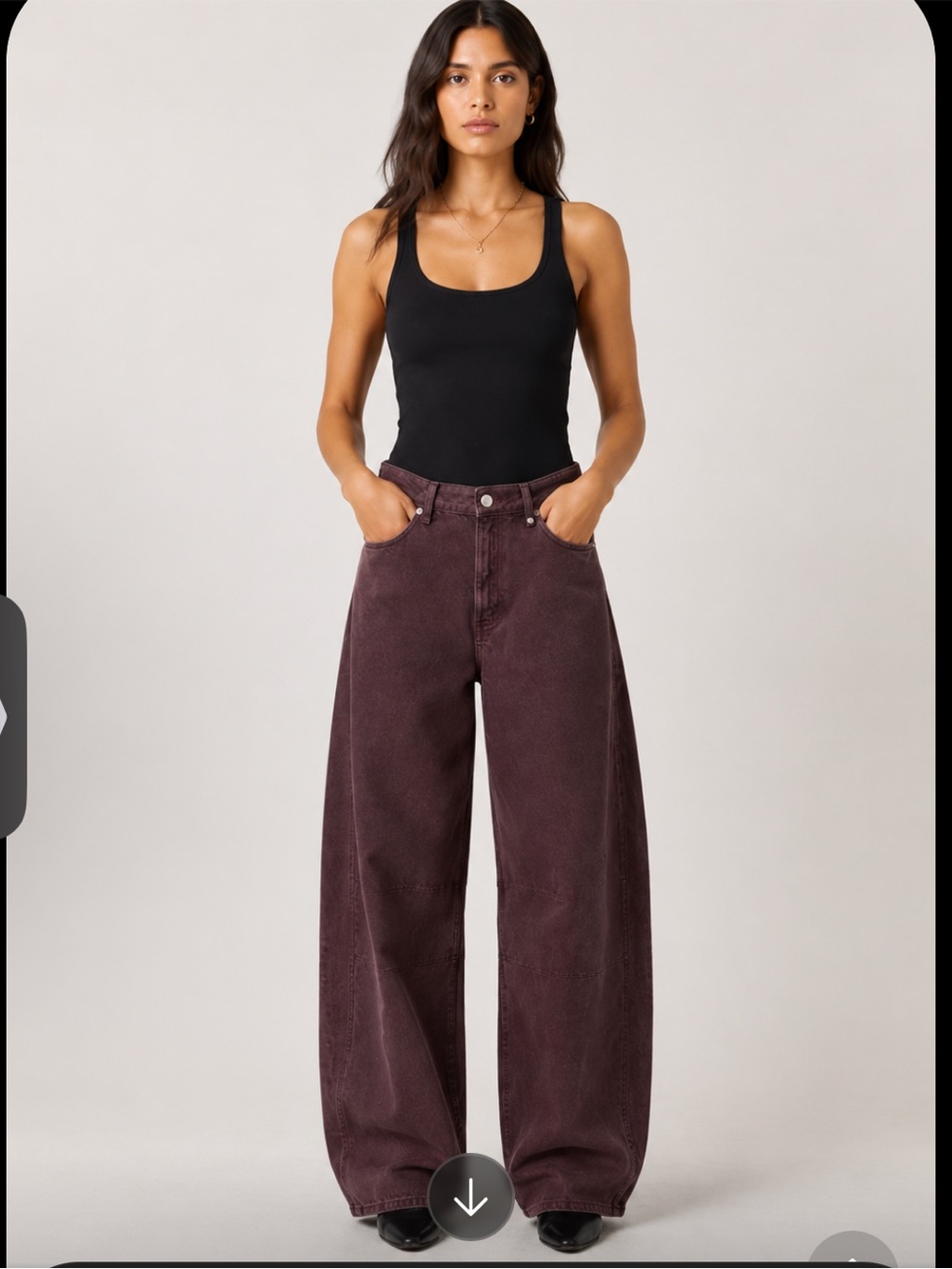Zara burgundy balloon barrel jeans